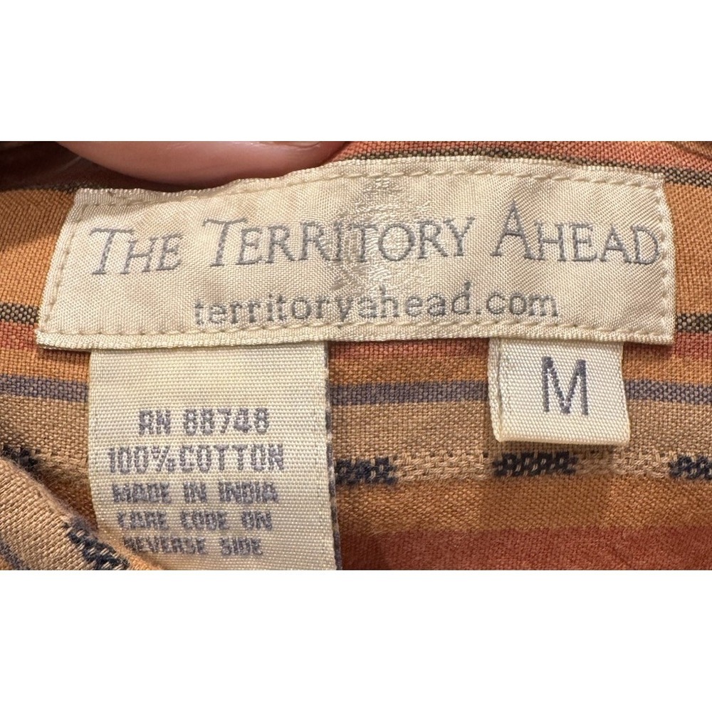 The Territory Ahead Striped Button Down Shirt Mens Medium Cotton Southwest Aztec - Picture 9 of 9